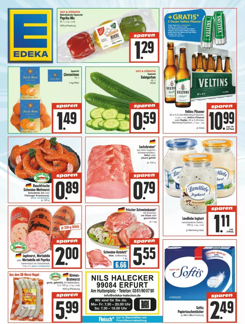 Aktueller Prospekt Edeka - Prospekte - von 19.10 bis 26.10.2024 - strona 1 - produkty: deka, dell, Mett, mettwurst, mit paprika, mortadella, paprika, Rauch, ring, schnitten, schwein, schweine, tee, telefon, uhr, wein, weine, wurst