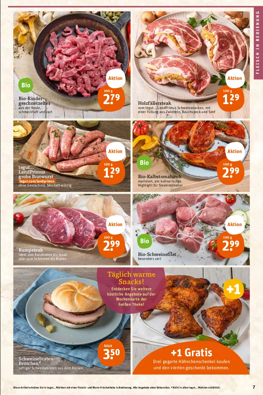 Aktueller Prospekt Tegut - Angebote der Woche - von 12.06 bis 17.06.2023 - strona 9 - produkty: angebot, angebote, Bau, beko, bio, braten, bratwurst, brötchen, decke, dekoration, eis, ente, filet, fleisch, geschnetzeltes, grobe bratwurst, hähnchenschenkel, henkel, Holz, landprimus, mac, rind, rinder, Rindergeschnetzeltes, rum, rumpsteak, saft, schenkel, schwein, schweine, schweinebraten, schweinefilet, schweinenacken, senf, snack, snacks, Speck, steak, Ti, wein, weine, wurst, Zelt, zwiebel, zwiebeln