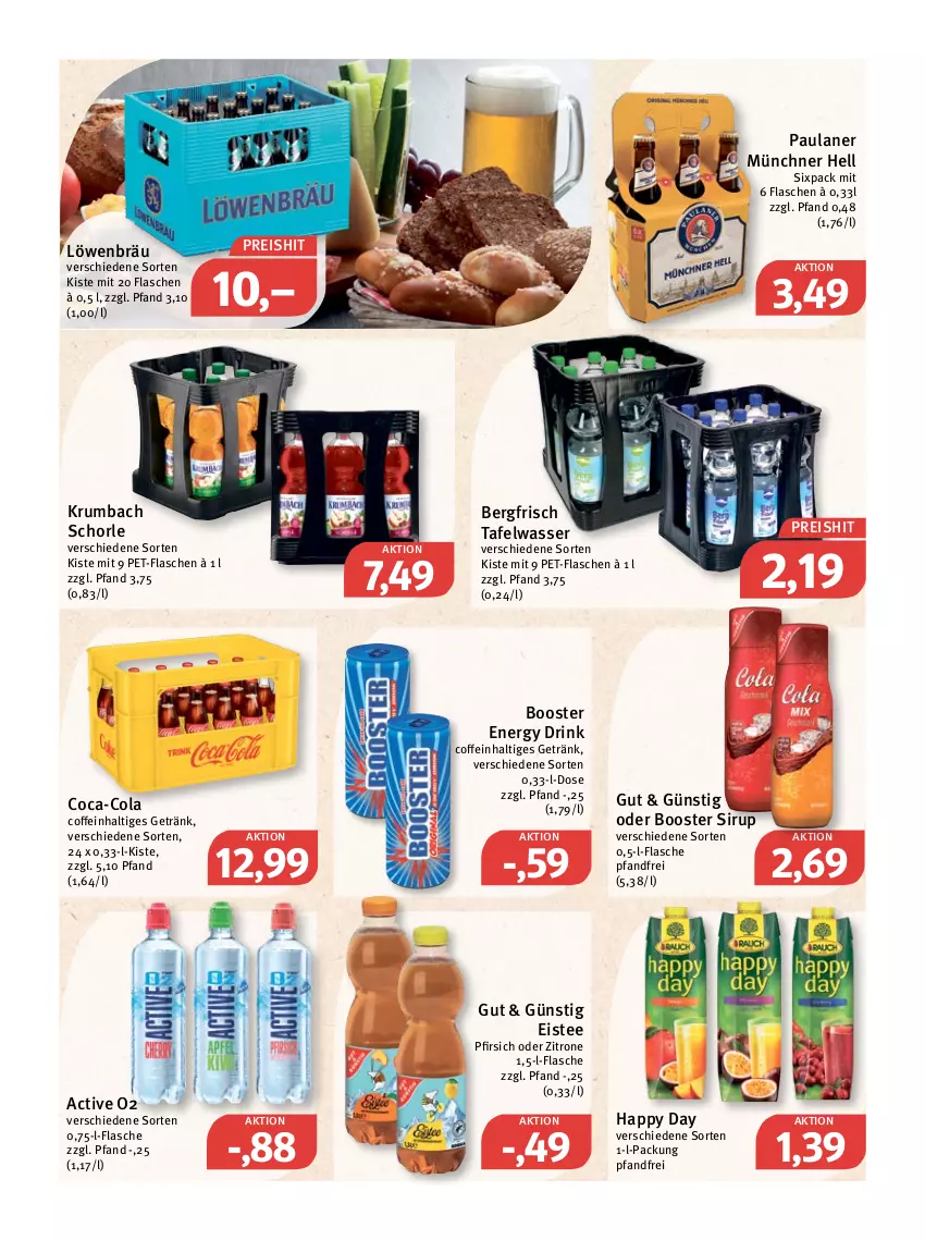 Aktueller Prospekt Feneberg - Prospekte - von 17.02 bis 19.02.2022 - strona 15 - produkty: coca-cola, coffein, cola, drink, eis, eistee, energy drink, flasche, getränk, Happy Day, krumbach, Paula, paulaner, pet-flasche, pet-flaschen, pfirsich, reis, rum, schorle, sirup, tee, Ti, wasser, zitrone