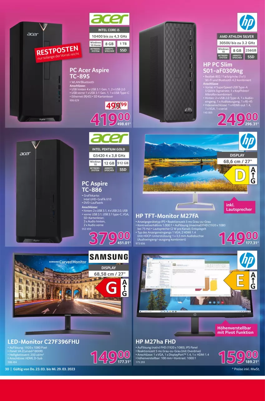 Aktueller Prospekt Selgros - Nonfood - von 23.03 bis 29.03.2023 - strona 30 - produkty: dvd, eis, HDMI, HP, Intel, Pentium, reis, Ti, uhd, usb