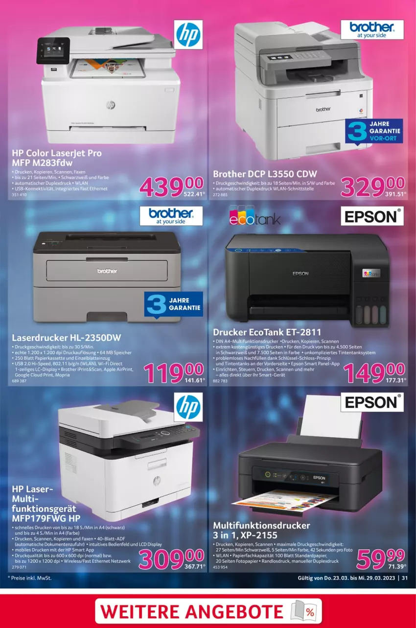 Aktueller Prospekt Selgros - Nonfood - von 23.03 bis 29.03.2023 - strona 31 - produkty: angebot, angebote, drucker, elle, epson, multifunktionsdrucker, papier, Tea Tree, tee, Ti