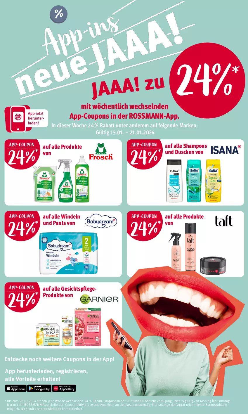 Aktueller Prospekt Rossmann - Prospekte - von 15.01 bis 19.01.2024 - strona 13 - produkty: coupon, coupons, decke, dusche, gesichtspflege, LG, Pants, rabatt-coupon, shampoo, Ti, windeln