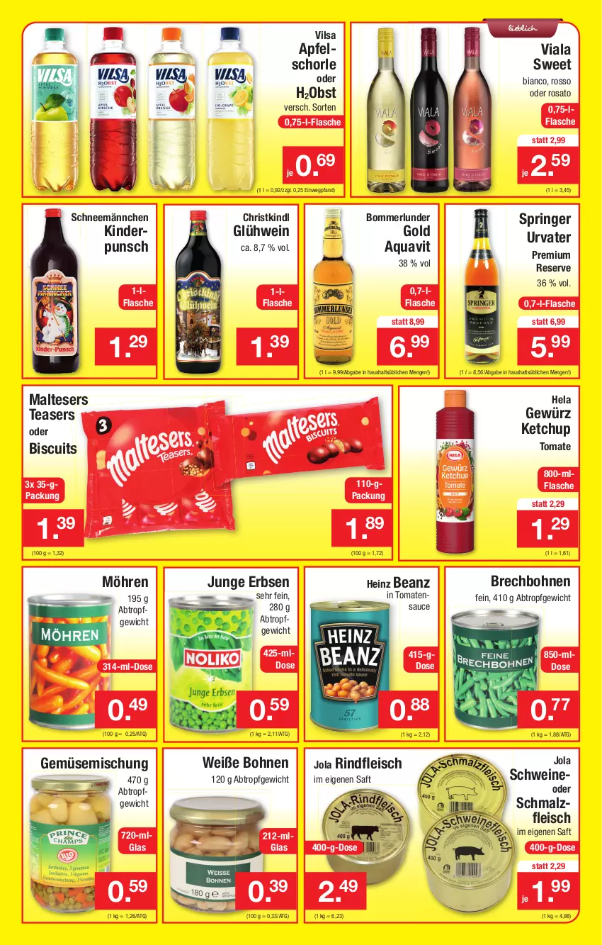 Aktueller Prospekt Zimmermann - Prospekte - von 10.01 bis 15.01.2022 - strona 2 - produkty: apfel, Apfelschorle, aqua, aquavit, beanz, bohne, bohnen, eis, erbsen, flasche, fleisch, gewürz, Glühwein, heinz, Hela, junge erbsen, ketchup, Kinder, LG, malteser, malz, merl, möhren, obst, rind, rindfleisch, Rindfleisch im eigenen saft, ring, rosato, saft, sauce, Schmalz, schorle, schwein, schweine, tomate, tomaten, tomatensauce, urvater, vilsa, wein, weine, Weiße Bohnen