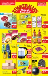 Gazetka promocyjna Zimmermann - Prospekte - Gazetka - ważna od 15.01 do 15.01.2022 - strona 1 - produkty: angebot, angebote, beere, beeren, beleuchtung, briketts, cracker, duschgel, eis, fertiggericht, fertiggerichte, flasche, frischkäse, früchte, gin, glas-wasserkocher, Hohes C, Holz, Holzbriketts, Hula Hoop, Käse, kirsch, Knödel, Kocher, Leuchte, mandarine, Meisenknödel, Meister, Mütze, nivea, olive, orange, paprika, pink ice, reifen, sahne, söhnlein, söhnlein brillant, sour cream, Ti, torte, tuc, uhr, usb, vita, wasser, wasserkocher