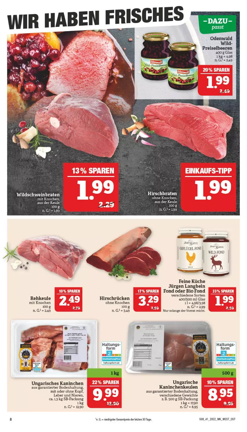 Aktueller Prospekt Marktkauf - Prospekt - von 09.10 bis 15.10.2022 - strona 12 - produkty: beere, beeren, bio, braten, eis, Geflügel, Kaninchenkeule, küche, odenwald, reis, Ti, Wild, ZTE