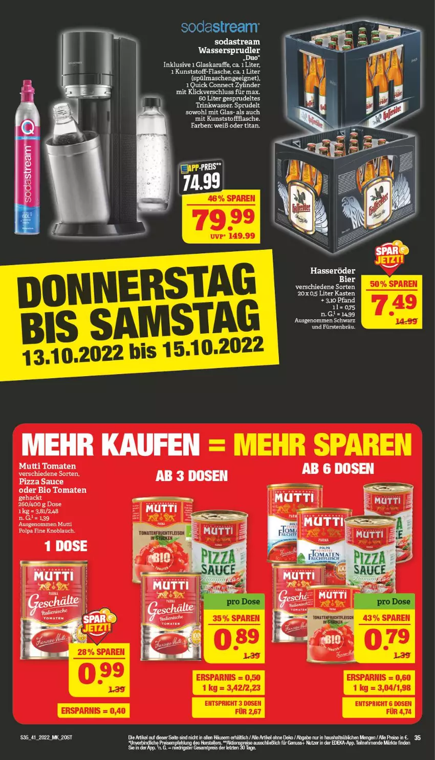 Aktueller Prospekt Marktkauf - Prospekt - von 09.10 bis 15.10.2022 - strona 39 - produkty: bio, deka, eis, flasche, glaskaraffe, hasseröder, Karaffe, knoblauch, Mutti, nuss, reis, Soda, sodastream, Sprudel, tee, Ti, tomate, tomaten, wasser, wassersprudler