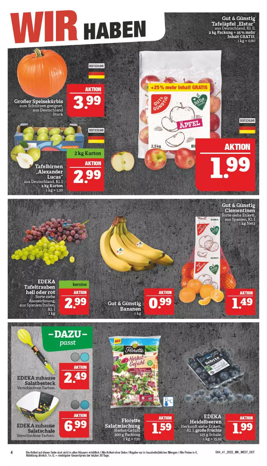 Aktueller Prospekt Marktkauf - Prospekt - von 09.10 bis 15.10.2022 - strona 8 - produkty: banane, bananen, Birnen, eis, florette, früchte, Kürbis, reis, salat, Schal, Schale, tafeläpfel, tafelbirnen, tafeltrauben, Ti, trauben, ZTE