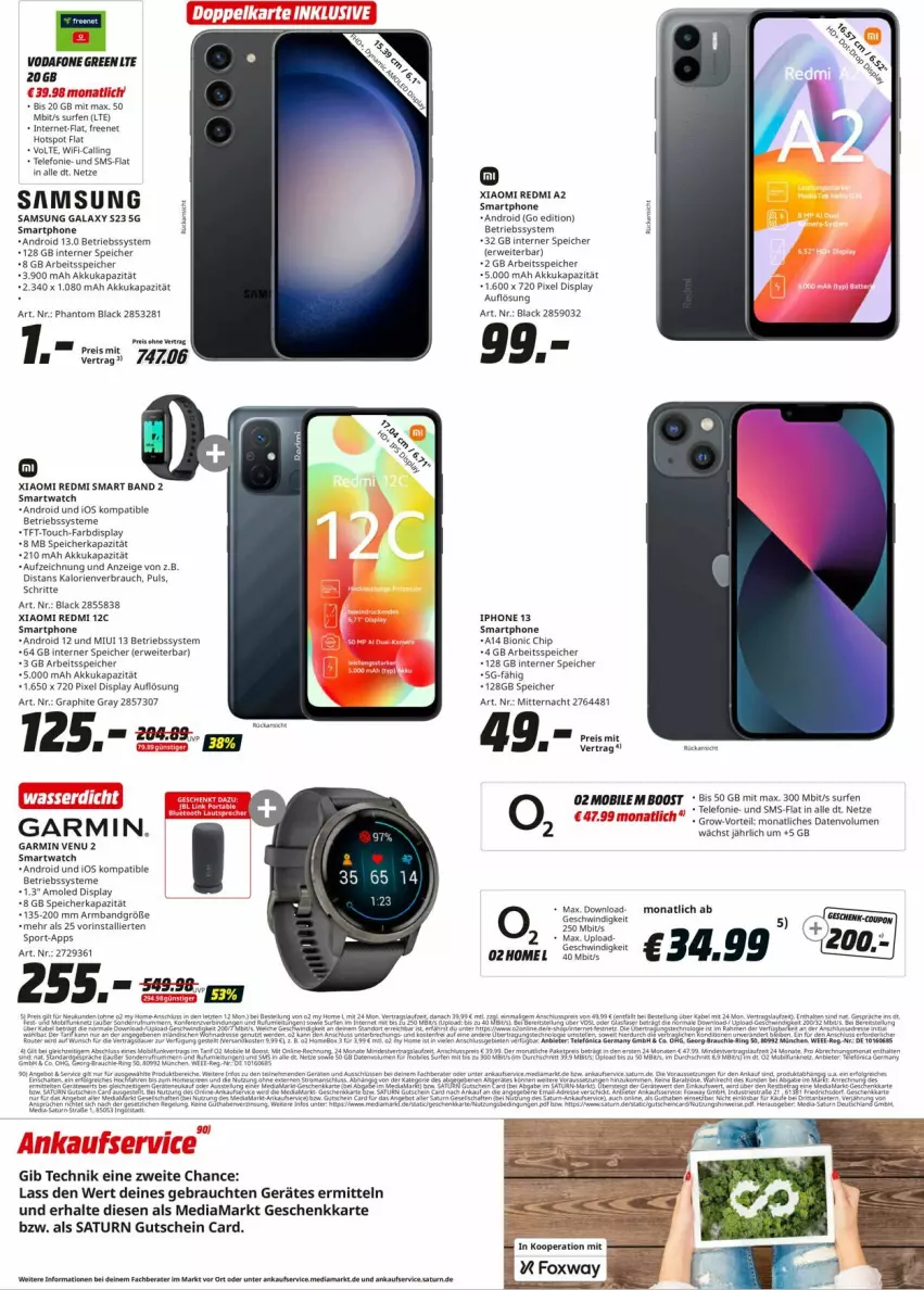 Aktueller Prospekt Media Markt - Prospekte - von 30.06 bis 08.07.2023 - strona 5 - produkty: akku, Armband, Betriebssystem, bio, eis, garmin, gutschein, iphone, IPhone 13, lack, mediamarkt, Rauch, reis, rwe, Samsung, samsung galaxy, smartphone, smartwatch, Sport, Surf, telefon, Ti, vodafone, wasser