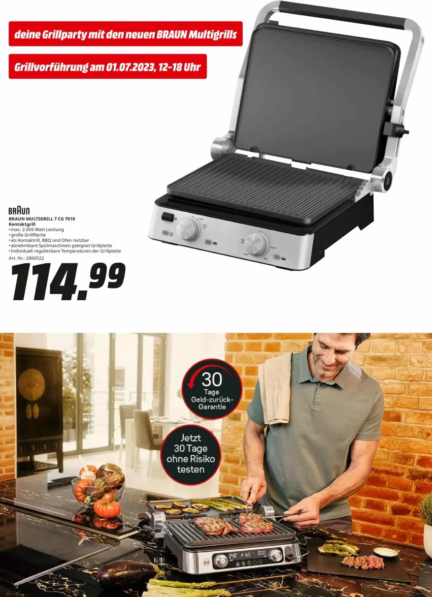 Aktueller Prospekt Media Markt - Prospekte - von 30.06 bis 08.07.2023 - strona 8 - produkty: braun, eis, grill, grillfläche, grillplatte, kontaktgrill, latte, Ofen, Ti