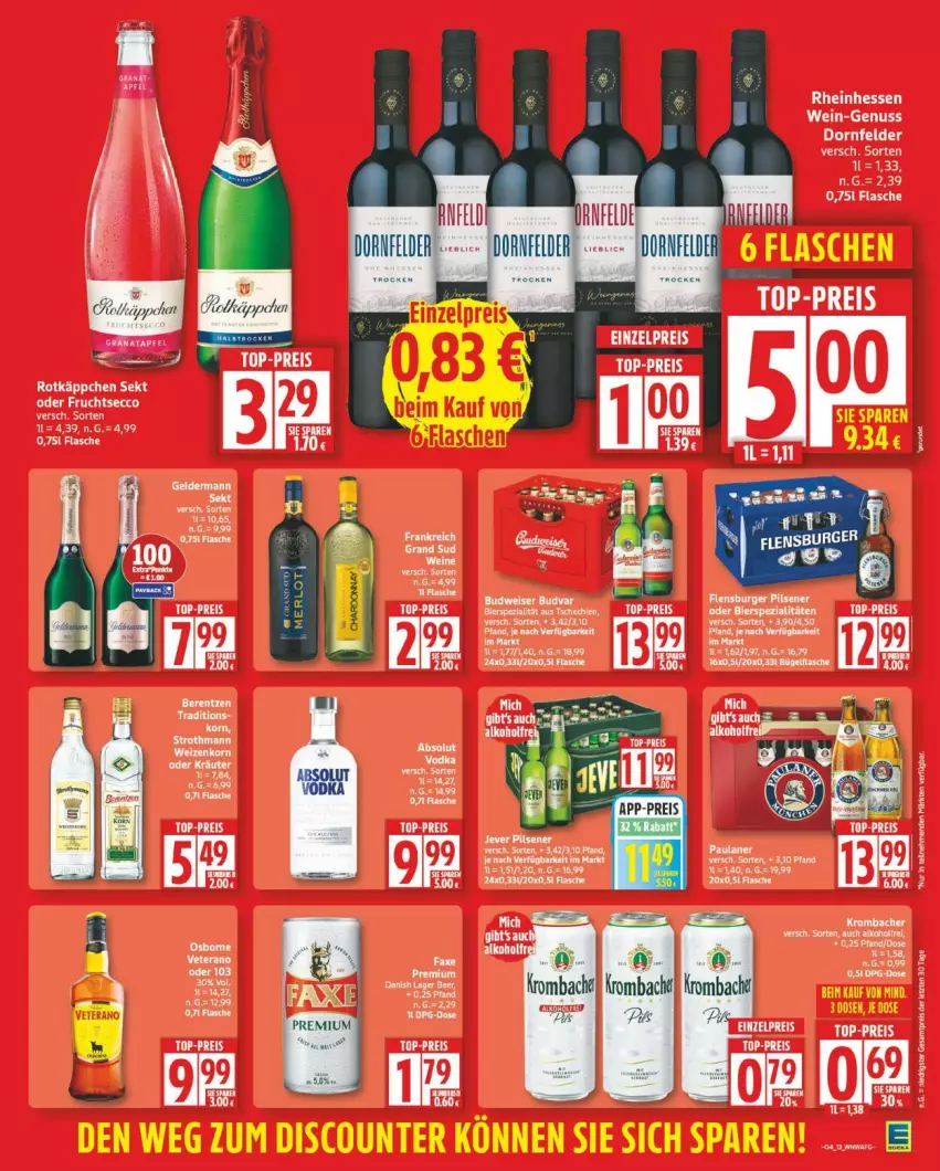Aktueller Prospekt Edeka - Prospekte - von 19.01 bis 24.01.2026 - strona 13 - produkty: apfel, axe, bier, burger, dornfelder, eis, ente, flasche, flensburger, LG, nuss, pils, pilsener, reis, rotkäppchen, sekt, Spezi, tee, top-preis, wein
