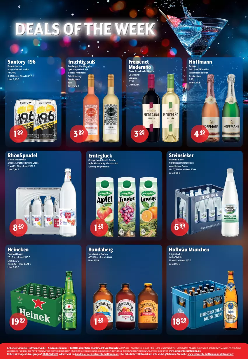 Aktueller Prospekt Getraenke Hoffmann - Prospekte - von 25.11 bis 07.12.2024 - strona 8 - produkty: abholpreise, alkohol, Alwa, apfel, Berger, bier, Bundaberg, burgunder, eis, elle, freixenet, frucht, getränk, getränke, gewinnspiel, gin, heineken, limette, Mett, mineralwasser, Mixgetränk, natur, natürliches mineralwasser, orange, reis, RhönSprudel, riesling, sekt, spätburgunder, Spiele, Sprudel, Steinsieker, Ti, vodka, wasser, zitrone