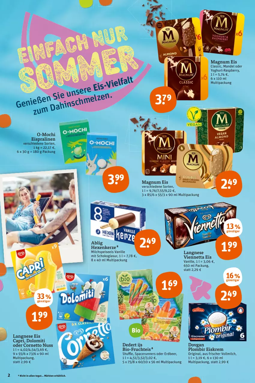 Aktueller Prospekt Tegut - Angebote der Woche - von 11.07 bis 16.07.2022 - strona 4 - produkty: acer, bio, Cap, cornetto, dovgan, eis, frucht, gin, kerze, langnese, langnese eis, magnum, mandel, milch, Mochi, nuss, pralinen, raspberry, schoko, Ti, vanille, viennetta, vollmilch, Yo, yoghurt