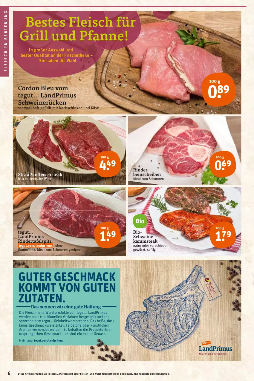 Aktueller Prospekt Tegut - Angebote der Woche - von 11.07 bis 16.07.2022 - strona 8 - produkty: angebot, angebote, bio, cordon bleu, dekoration, eis, elle, ente, erde, fleisch, für grill und pfanne, gewürz, grill, grill und pfanne, Käse, kochschinken, landprimus, mac, natur, nuss, pfanne, rind, rinder, rwe, saft, schinken, schwein, schweine, schweinerücken, steak, tafelspitz, Ti, und pfanne, wein, weine, wurst