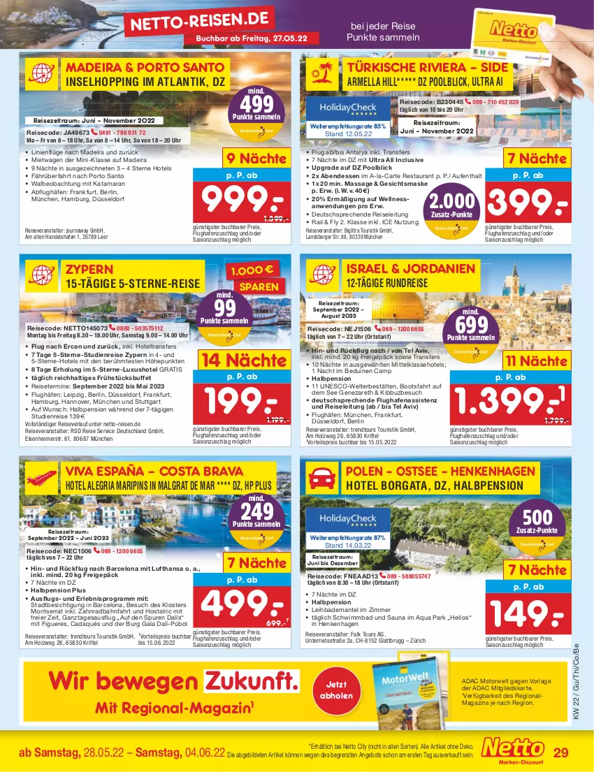 Aktueller Prospekt Netto Marken-Discount - Filial-Angebote - von 30.05 bis 04.06.2022 - strona 29 - produkty: angebot, aqua, Bad, Bademantel, Berger, buch, eier, eimer, eis, Gesichtsmaske, Holz, HP, Jordan, LG, magazin, Mantel, Maske, pool, reis, reiseveranstalter, reiseverlauf, Ria, rwe, Ti, trendtours touristik gmbh, uhr, vorteilspreis, ZTE