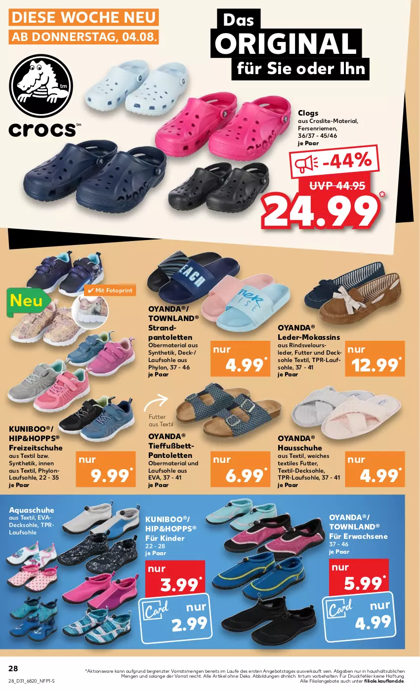 Aktueller Prospekt Kaufland - von 04.08 bis 10.08.2022 - strona 28 - produkty: angebot, angebote, aqua, bett, Clogs, decksohle, Freizeitschuhe, gin, Hausschuhe, Hylo, Kinder, pantolette, pantoletten, Ria, rind, schuhe, Ti, ZTE