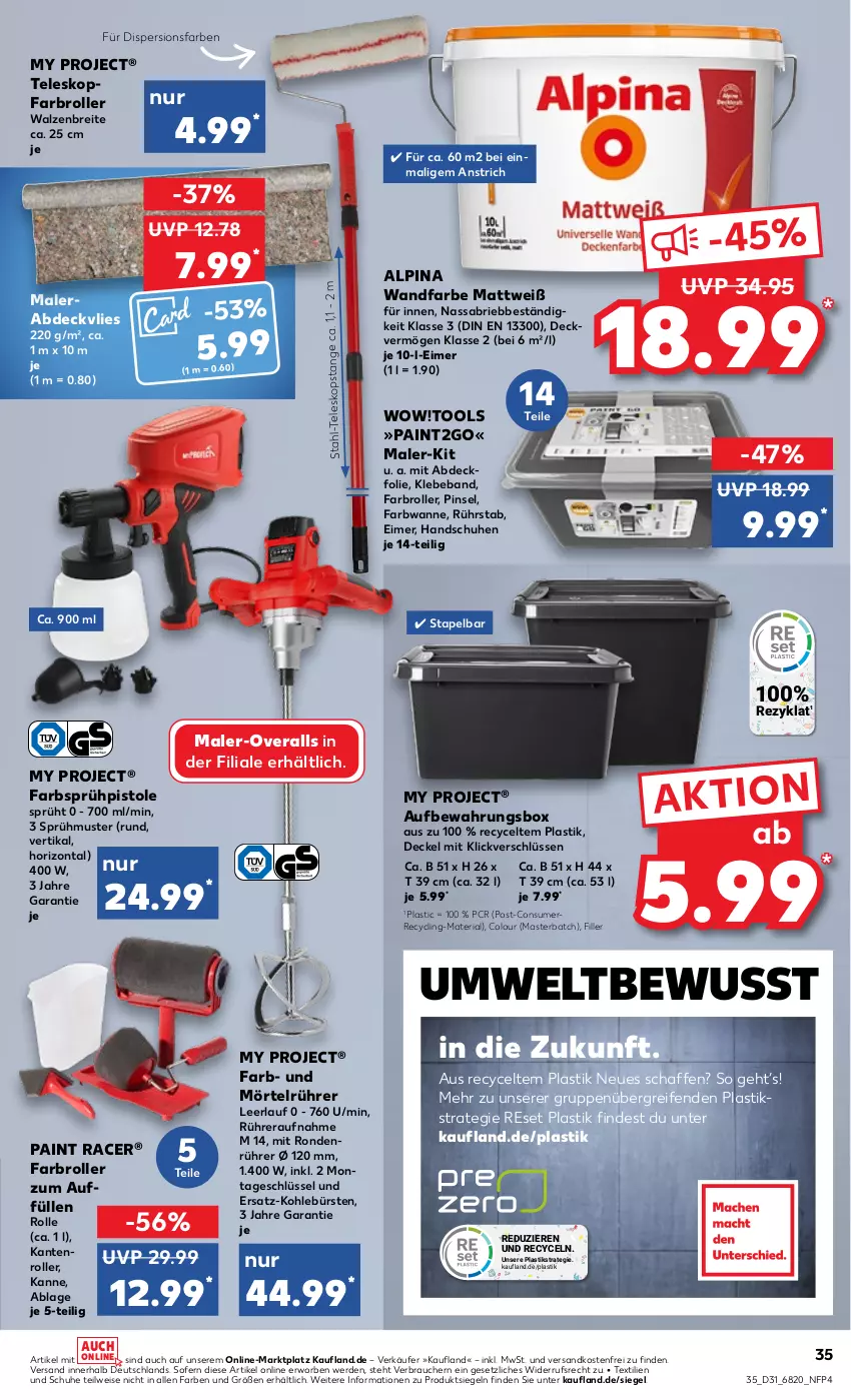 Aktueller Prospekt Kaufland - von 04.08 bis 10.08.2022 - strona 35 - produkty: abdeckvlies, acer, alpina, asti, aufbewahrungsbox, Beba, Brei, brie, bürste, bürsten, Clin, decke, Deckel, eimer, eis, erde, Farbroller, handschuhe, HP, ndk, Overall, Pinsel, Rauch, reifen, Ria, Roller, schuhe, Sprühpistole, Teleskop, Ti, versandkostenfrei, Wanne