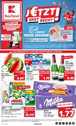 Gazetka promocyjna Kaufland - Gazetka - ważna od 10.08 do 10.08.2022 - strona 1 - produkty: actimel, angebot, angebote, ariel, colorwaschmittel, coupon, coupons, danone, drink, eis, erde, joghur, joghurt, Joghurtdrink, melone, milch, milka, milka schokolade, Pods, rotkäppchen, schoko, schokolade, sekt, Spezi, Ti, waschmittel, wasser, wassermelone, wurst, ZTE