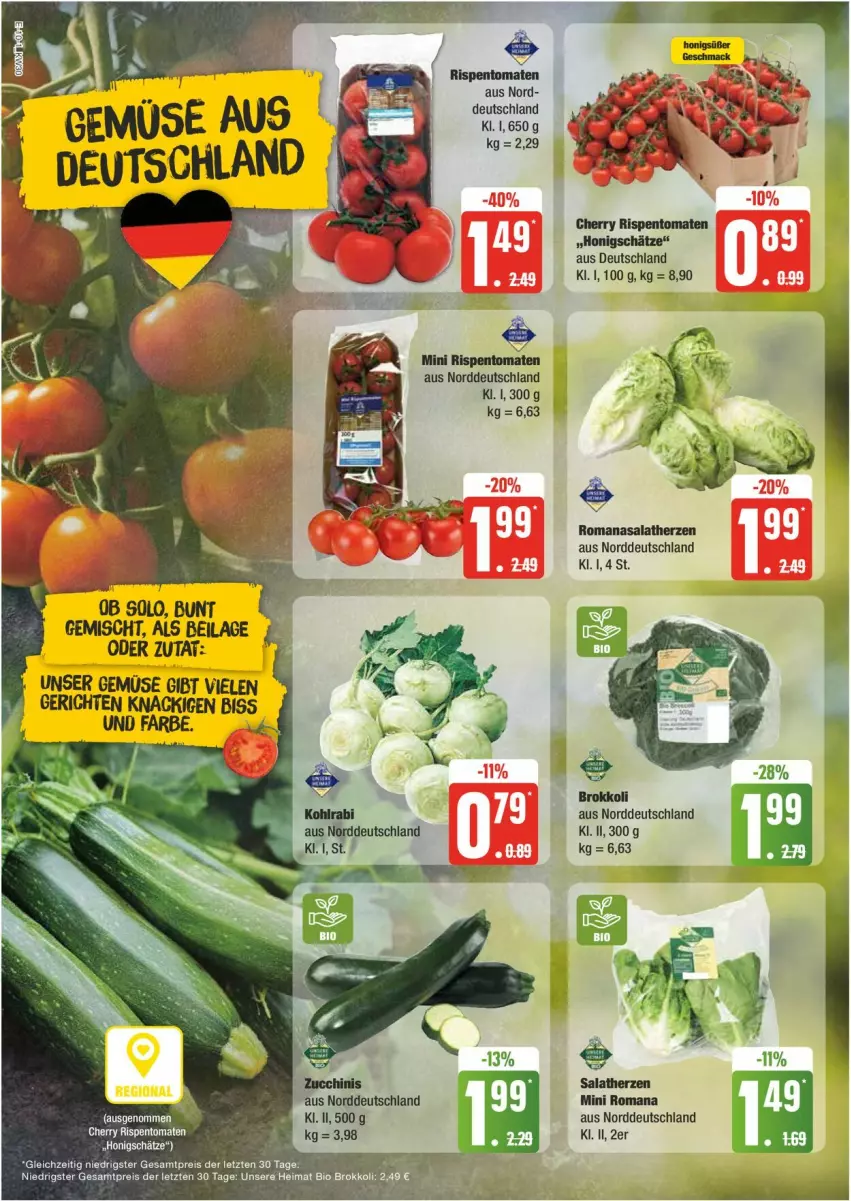 Aktueller Prospekt Edeka - Prospekte - von 22.07 bis 27.07.2024 - strona 10 - produkty: bio, brokkoli, eis, honig, ilag, reis, rispentomaten, Romanasalat, salat, salatherzen, Ti, tomate, tomaten, ZTE