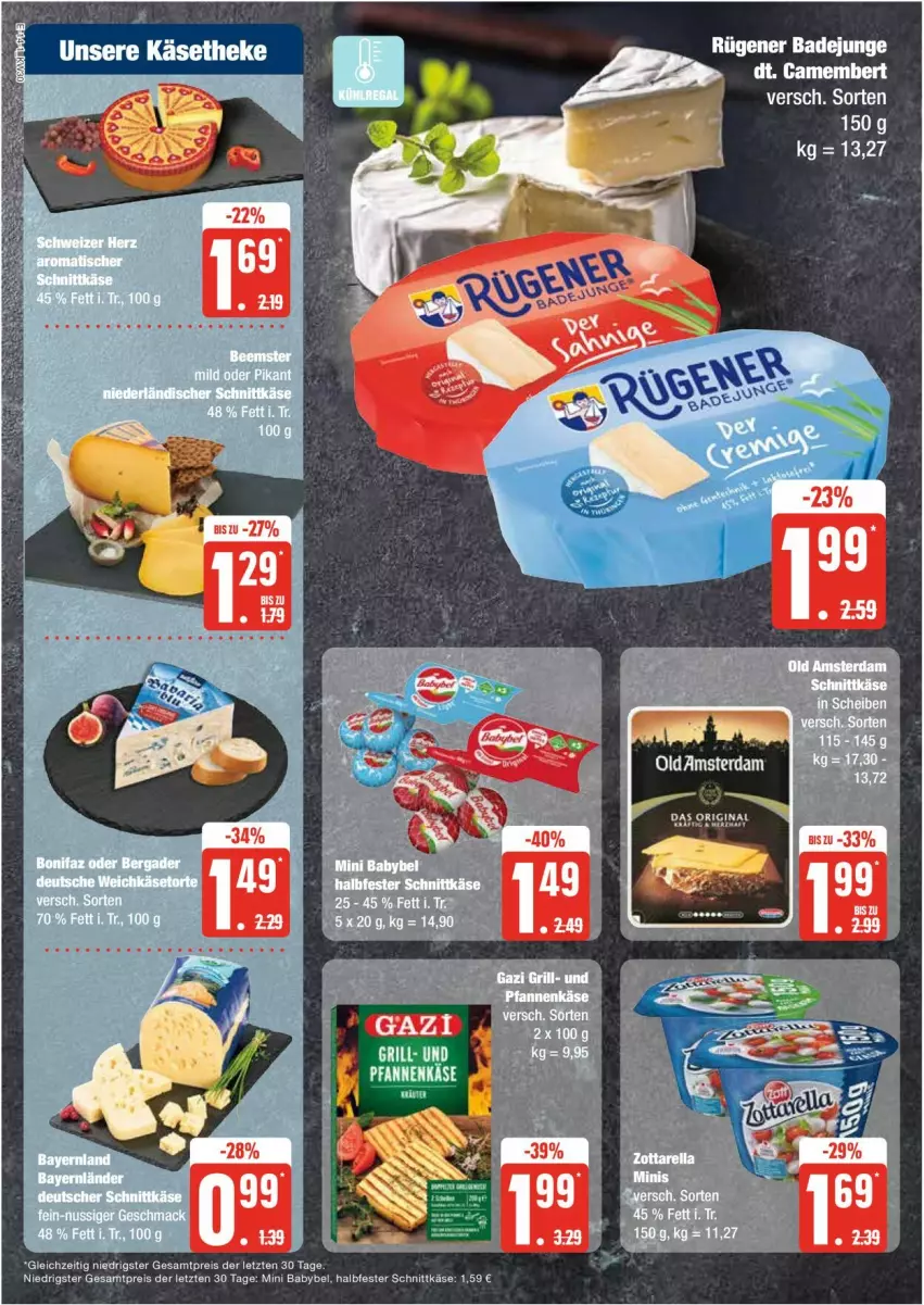 Aktueller Prospekt Edeka - Prospekte - von 22.07 bis 27.07.2024 - strona 14 - produkty: babybel, camembert, eis, grill, halbfester schnittkäse, Käse, käsetheke, mini babybel, reis, schnittkäse, Ti, ZTE