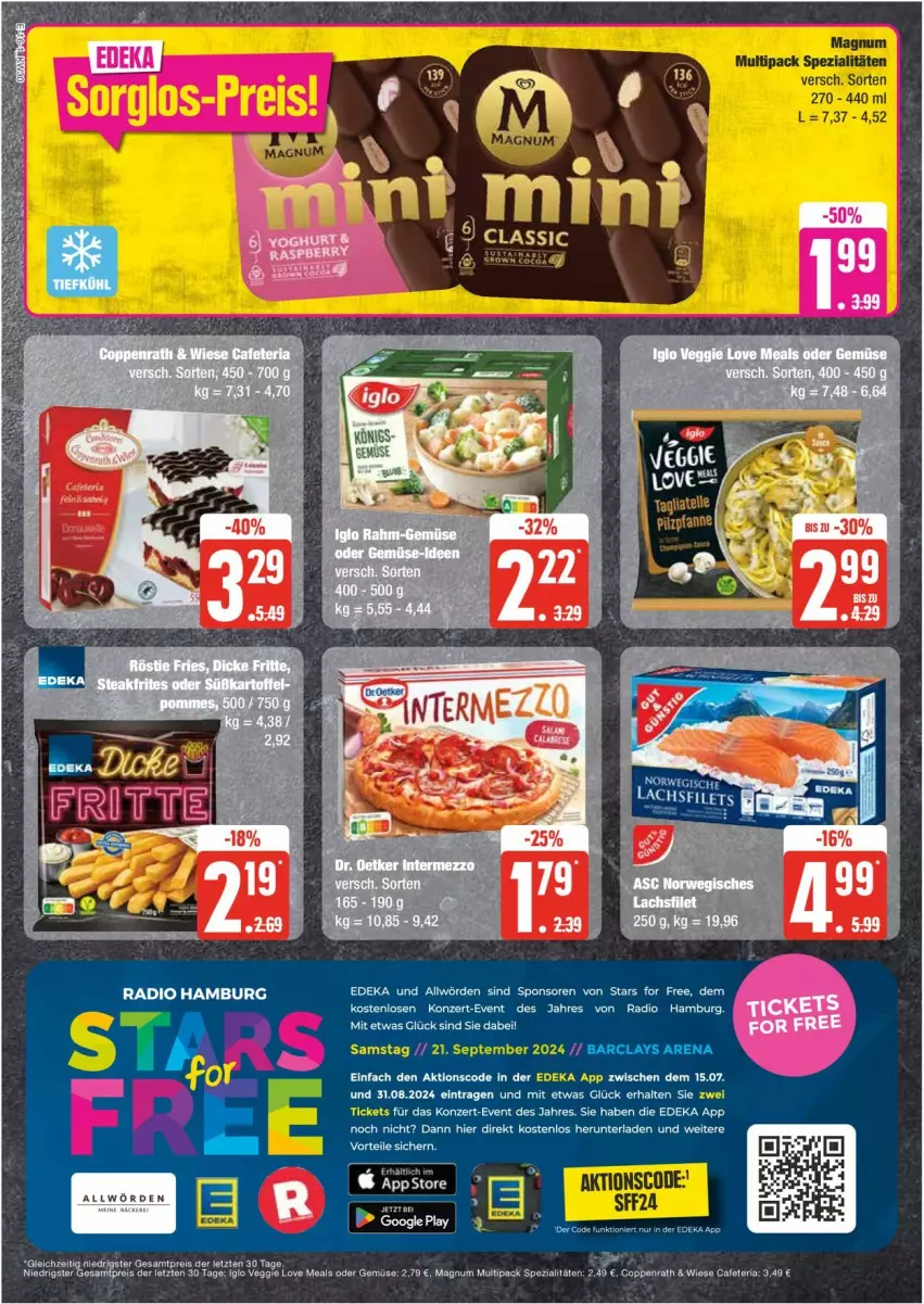 Aktueller Prospekt Edeka - Prospekte - von 22.07 bis 27.07.2024 - strona 16 - produkty: coppenrath, deka, eis, iglo, magnum, Radio, reis, Ria, Spezi, Ti, ZTE