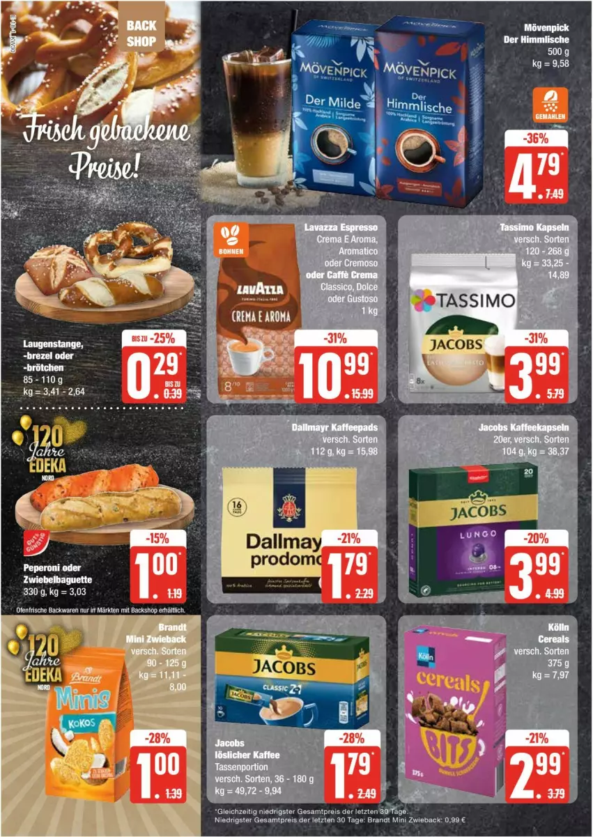 Aktueller Prospekt Edeka - Prospekte - von 22.07 bis 27.07.2024 - strona 18 - produkty: brandt, eis, jacobs, Laugenstange, mövenpick, reis, sim, tassimo, ZTE