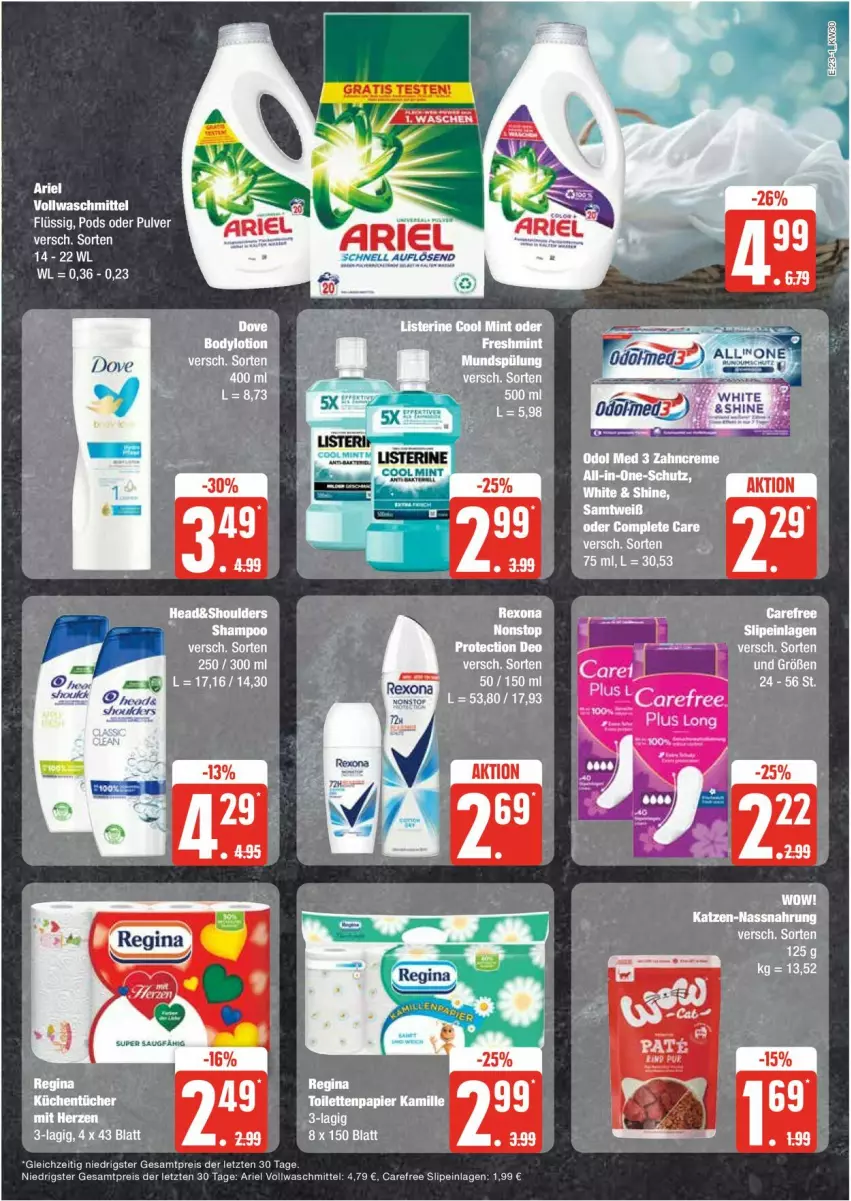 Aktueller Prospekt Edeka - Prospekte - von 22.07 bis 27.07.2024 - strona 23 - produkty: ariel, carefree, eier, eis, Pods, reis, slip, slipeinlagen, Stier, Ti, vollwaschmittel, waschmittel, ZTE