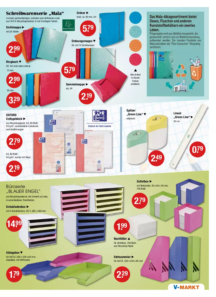 Aktueller Prospekt Vmarkt - V-Markt - von 08.09 bis 14.09.2022 - strona 19 - produkty: auer, Brei, buch, Clin, collegeblock, Engel, fenster, ordner, papier, recyclingmaterial, Ria, ring, schreibwaren, schubladen, Ti, tisch