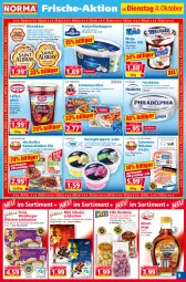 Gazetka promocyjna Norma - Norma - Gazetka - ważna od 11.10 do 11.10.2022 - strona 9 - produkty: à la bordelaise, Becher, Berger, bonbons, bordelaise, brezel, Brezeln, eis, filet, flasche, fleisch, frischkäse, gin, grütze, hering, Herings, Heringshappen, Käse, katenschinken, kirsch, kracher, kräuter, küche, kuchen, Küchen, kühlregal, Lebkuchen, LG, Löffel, matjes, Matjesfilet, milch, minutensteaks, monte, natur, nürnberger, Nürnberger Lebkuchen, Oblaten, oder kräuter, regal, ring, Rote Grütze, sahne, salat, sauce, schinken, schlemmerfilet, schoko, schwein, schweine, senf, sirup, steak, steaks, Ti, vollmilch, weichkäse, wein, weine, würfel