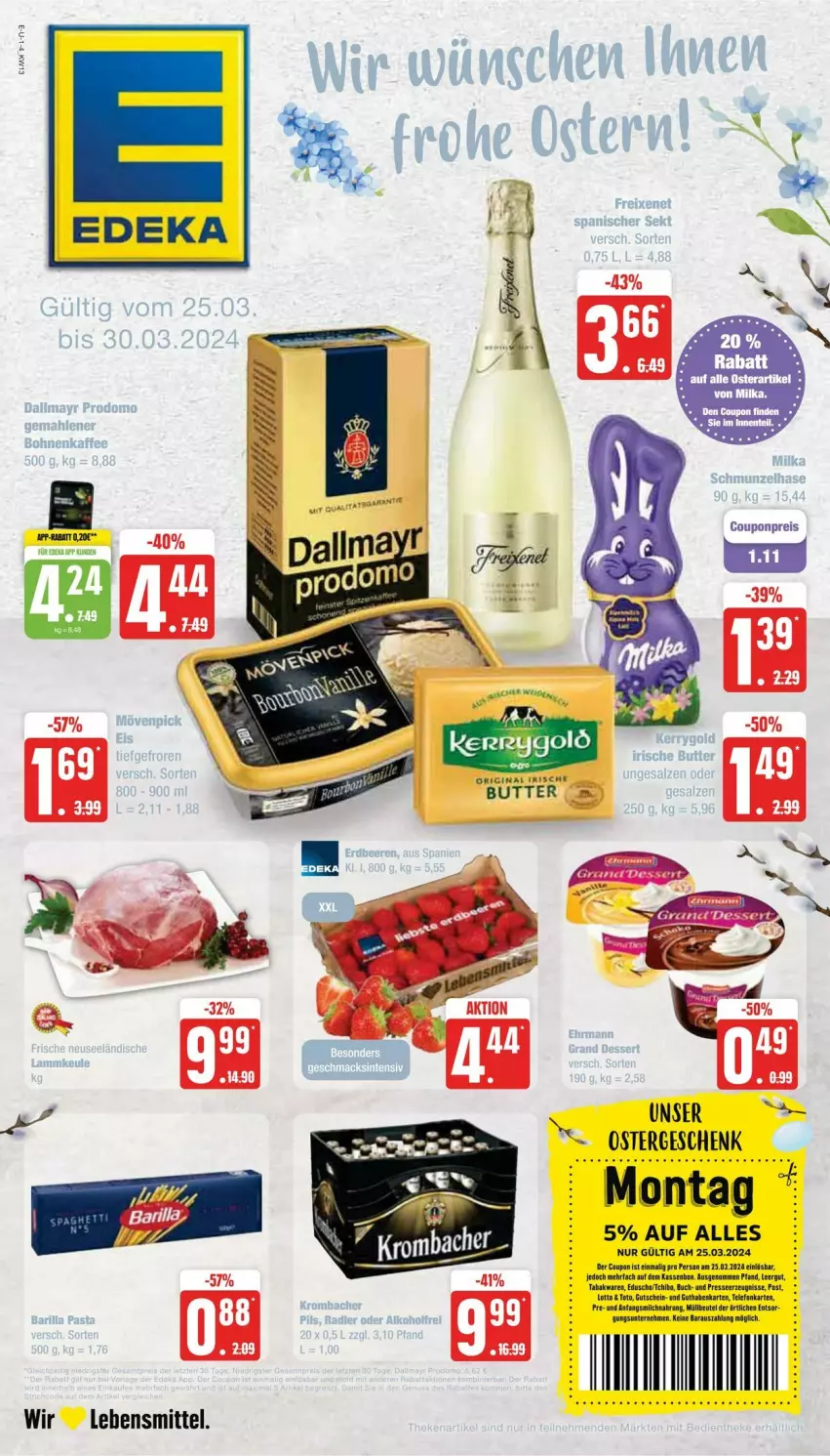 Aktueller Prospekt Edeka - Prospekte - von 23.03 bis 30.03.2024 - strona 1 - produkty: coupon, eis, lebensmittel, reis, ring, Ti