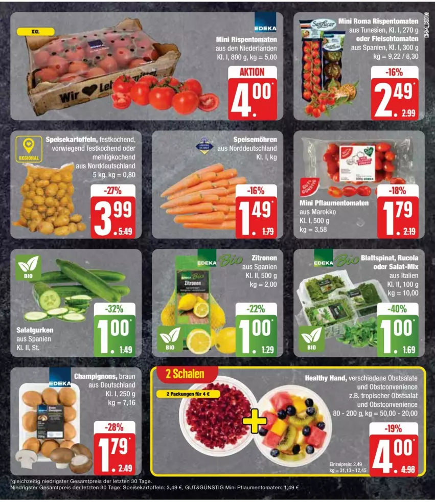 Aktueller Prospekt Edeka - Prospekte - von 23.03 bis 30.03.2024 - strona 11 - produkty: braun, champignon, champignons, eis, fleisch, kartoffel, kartoffeln, mehl, obst, pflaume, pflaumen, reis, rispentomaten, salat, salate, speisekartoffeln, tee, Ti, Tiere, tomate, tomaten, ZTE