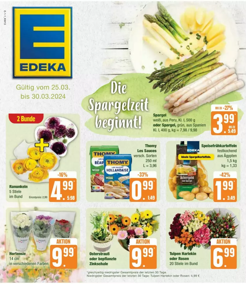 Aktueller Prospekt Edeka - Prospekte - von 23.03 bis 30.03.2024 - strona 9 - produkty: eis, Frühkartoffeln, hollandaise, kartoffel, kartoffeln, reis, rosen, sauce, speisefrühkartoffeln, thomy, Ti, ZTE