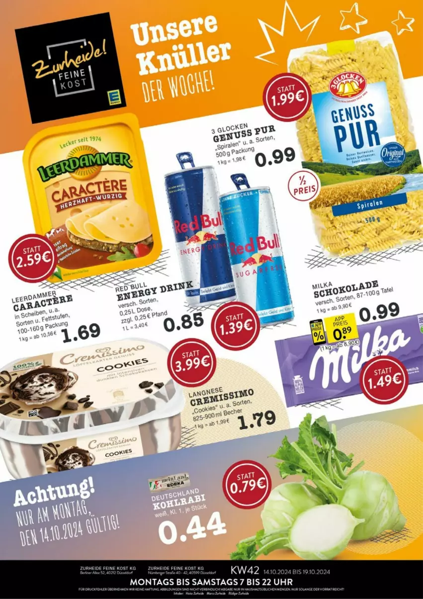 Aktueller Prospekt Edeka - Prospekte - von 12.10 bis 19.10.2024 - strona 1 - produkty: nuss, uhr