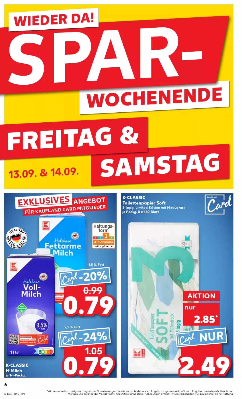 Aktueller Prospekt Kaufland - Prospekt - von 12.09 bis 18.09.2024 - strona 6 - produkty: angebot, milch, papier, Ti, toilettenpapier, ZTE