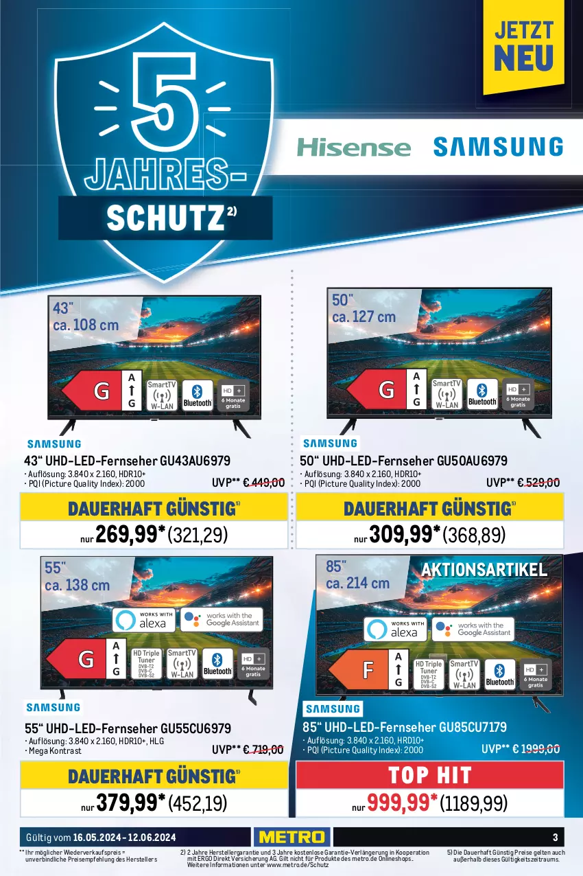 Aktueller Prospekt Metro - Feiern & Events - von 16.05 bis 12.06.2024 - strona 3 - produkty: auer, auto, eis, elle, fernseher, hisense, LG, Metro, reis, Samsung, teller, Ti, tisch, uhd