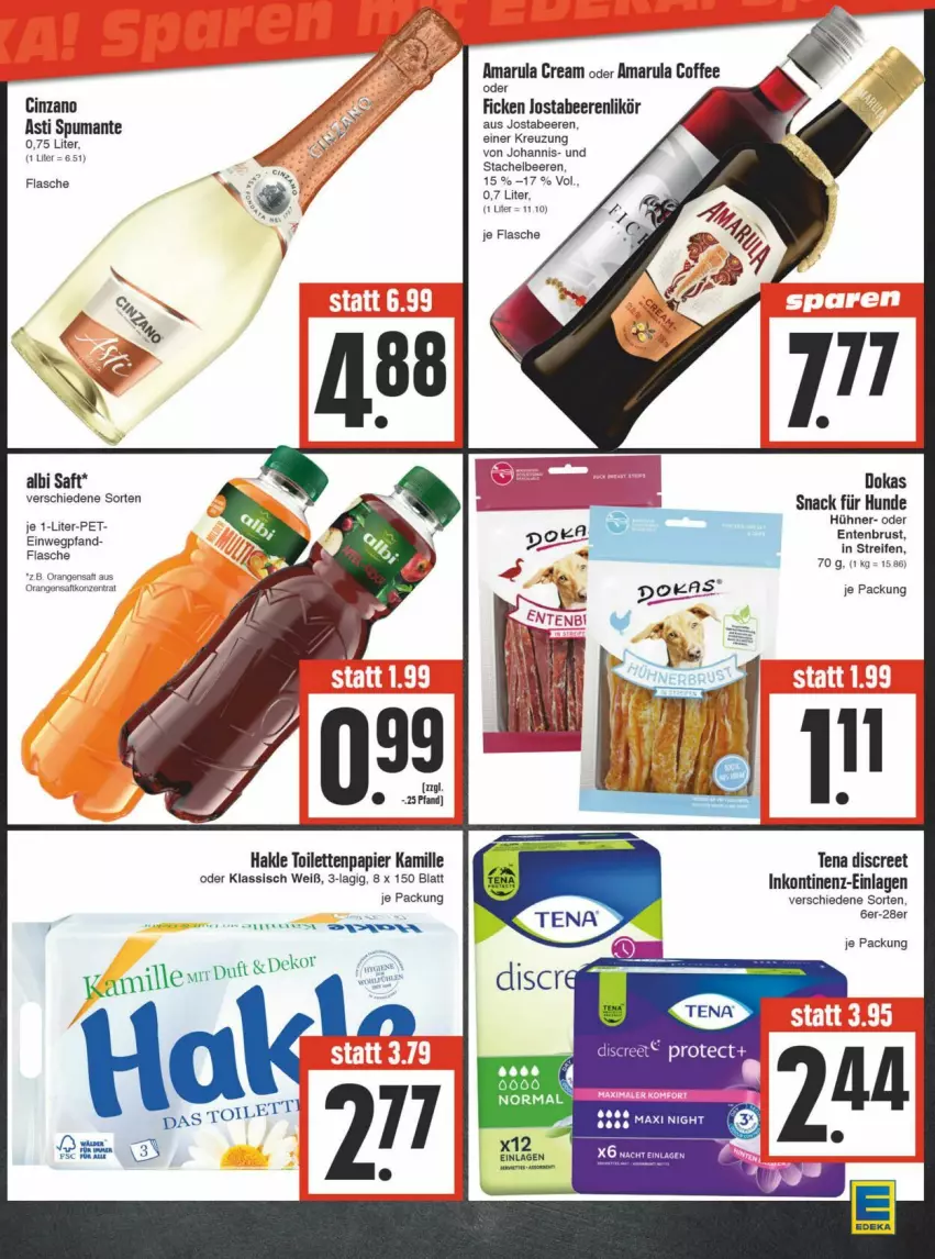 Aktueller Prospekt Edeka - Prospekte - von 24.02 bis 02.03.2024 - strona 19 - produkty: amarula, asti, beere, beeren, cin, cinzano, Cinzano Asti, deka, Discreet, ente, Entenbrust, flasche, hakle, hakle toilettenpapier, hühner, Kamill, kamille, likör, orange, orangen, orangensaft, papier, puma, reifen, saft, snack, spumante, Stachelbeeren, Ti, toilettenpapier