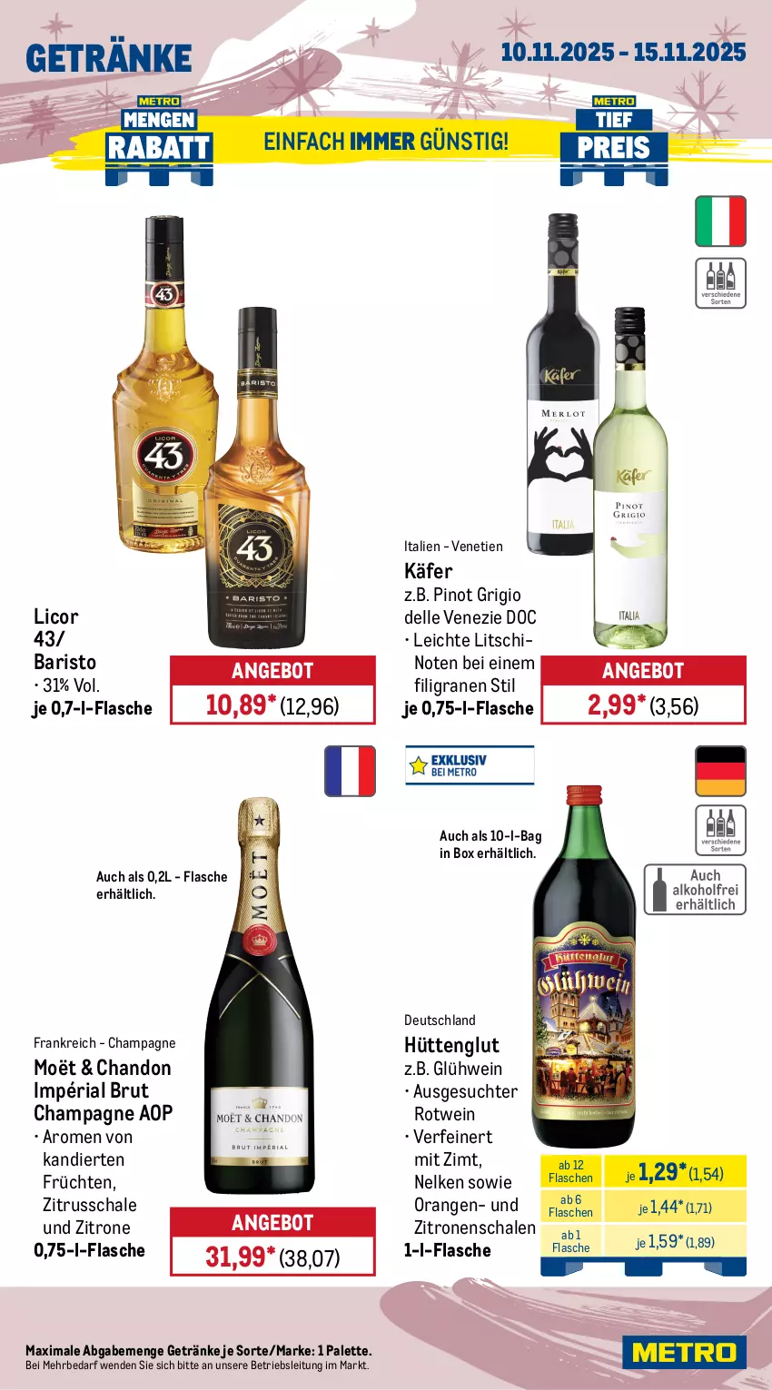 Aktueller Prospekt Metro - Wochen-Angebote - von 10.11 bis 15.11.2025 - strona 16 - produkty: Airwrap, akku, angebot, brut, bürste, champagne, dell, Dyson, eis, elle, ente, feinwaschmittel, flasche, früchte, früchten, getränk, getränke, Glühwein, Intel, käfer, lenor, licor, licor 43, Metro, miele, orange, orangen, Palette, perwoll, Pinot, pinot grigio, Pods, reis, Ria, rotwein, Schal, Schale, sonderposten, spee, teller, Ti, vollwaschmittel, waschmittel, wein, wrap, zitrone, zitronen
