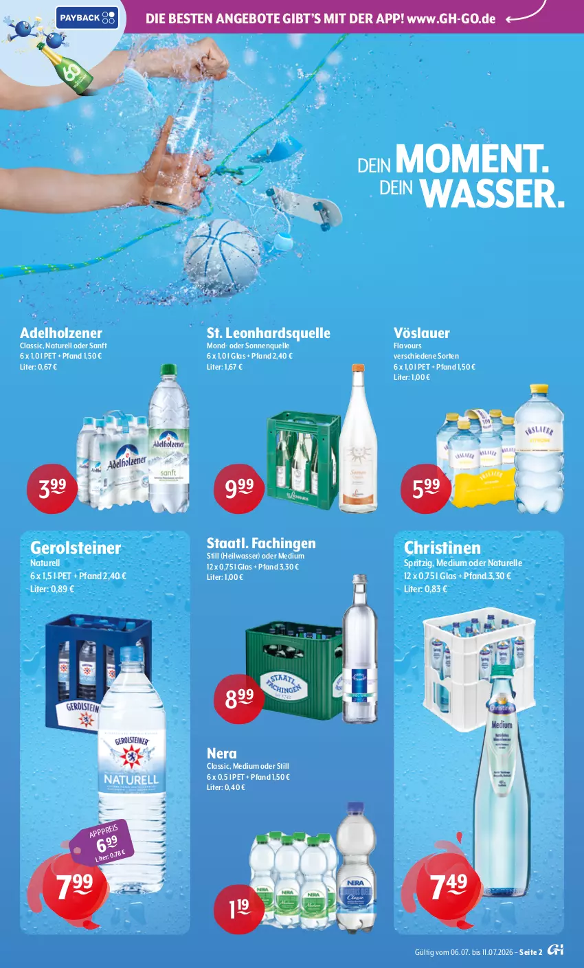 Aktueller Prospekt Getraenke Hoffmann - Prospekte - von 06.07 bis 11.07.2026 - strona 2 - produkty: adelholzener, angebot, angebote, auer, eis, elle, gerolsteine, gerolsteiner, Holz, natur, rel, Staatl. Fachingen, steiner, Ti, vöslauer, wasser