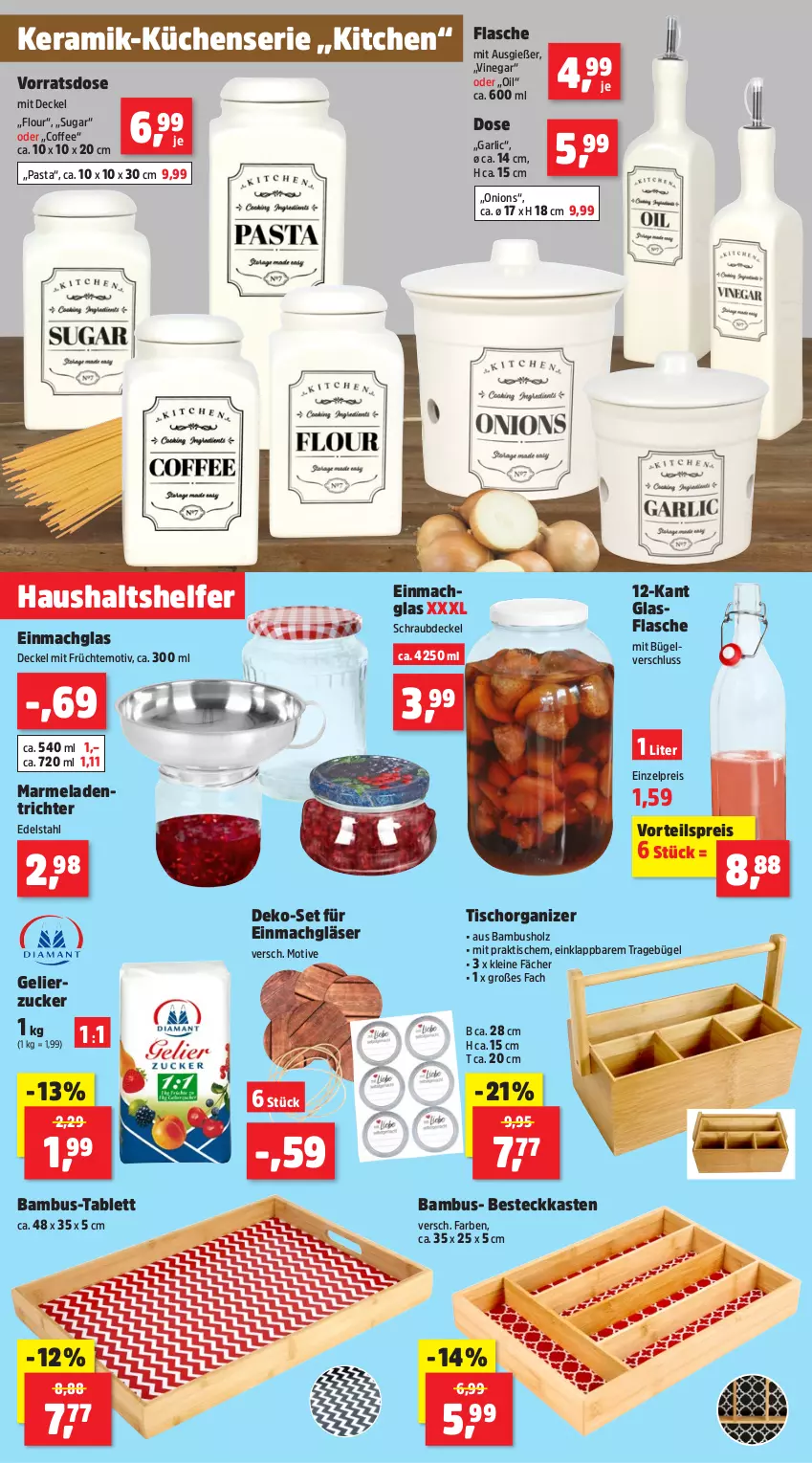 Aktueller Prospekt Thomas Philipps - von 22.04 bis 27.04.2024 - strona 14 - produkty: bambus, besteck, bügel, decke, Deckel, edelstahl, einmachglas, eis, flasche, früchte, gelierzucker, Gläser, glasflasche, Holz, küche, Küchen, leine, mac, marmelade, pasta, reis, tablet, tablett, Ti, tisch, vorteilspreis, zucker