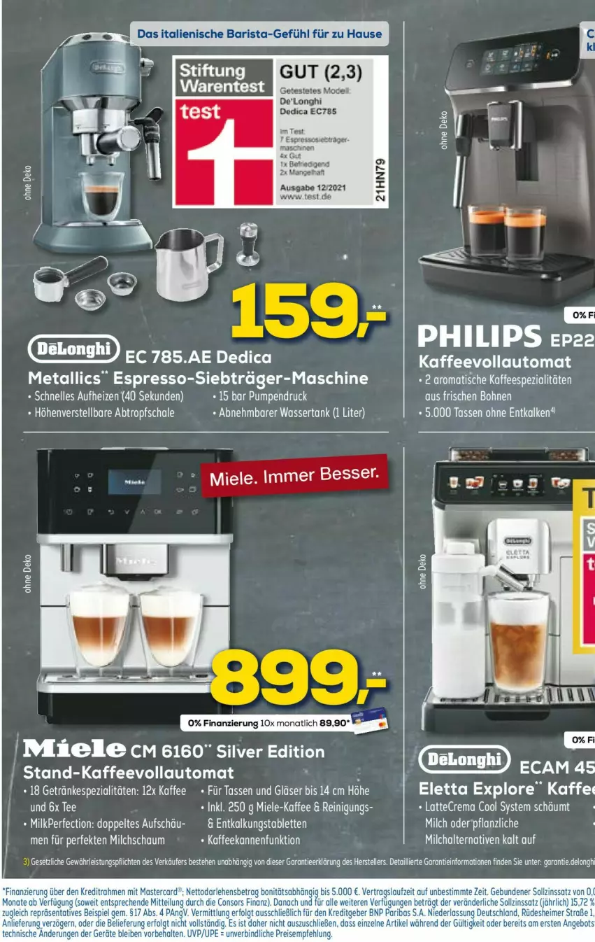 Aktueller Prospekt Euronics - Prospekte - von 22.02 bis 01.03.2023 - strona 21 - produkty: angebot, auto, consors finanz, delonghi, eimer, eis, elle, ente, espresso, kaffee, kaffeespezialitäten, kaffeevollautomat, latte, LG, mastercard, miele, milch, Philips, Reinigung, reis, Spezi, tablet, tablett, Tablette, teller, Ti, tisch, wasser, wassertank