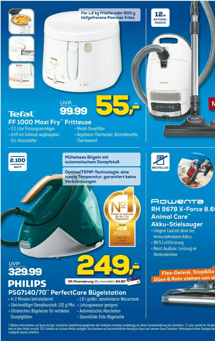 Aktueller Prospekt Euronics - Prospekte - von 22.02 bis 01.03.2023 - strona 23 - produkty: akku, auto, beutel, bügel, Bügelstation, Dyson, fritteuse, ladegerät, leine, Leuchte, pommes, Pommes Frites, rowenta, Stielsauger, tee, tefal, thermostat, Ti, tisch, uhr