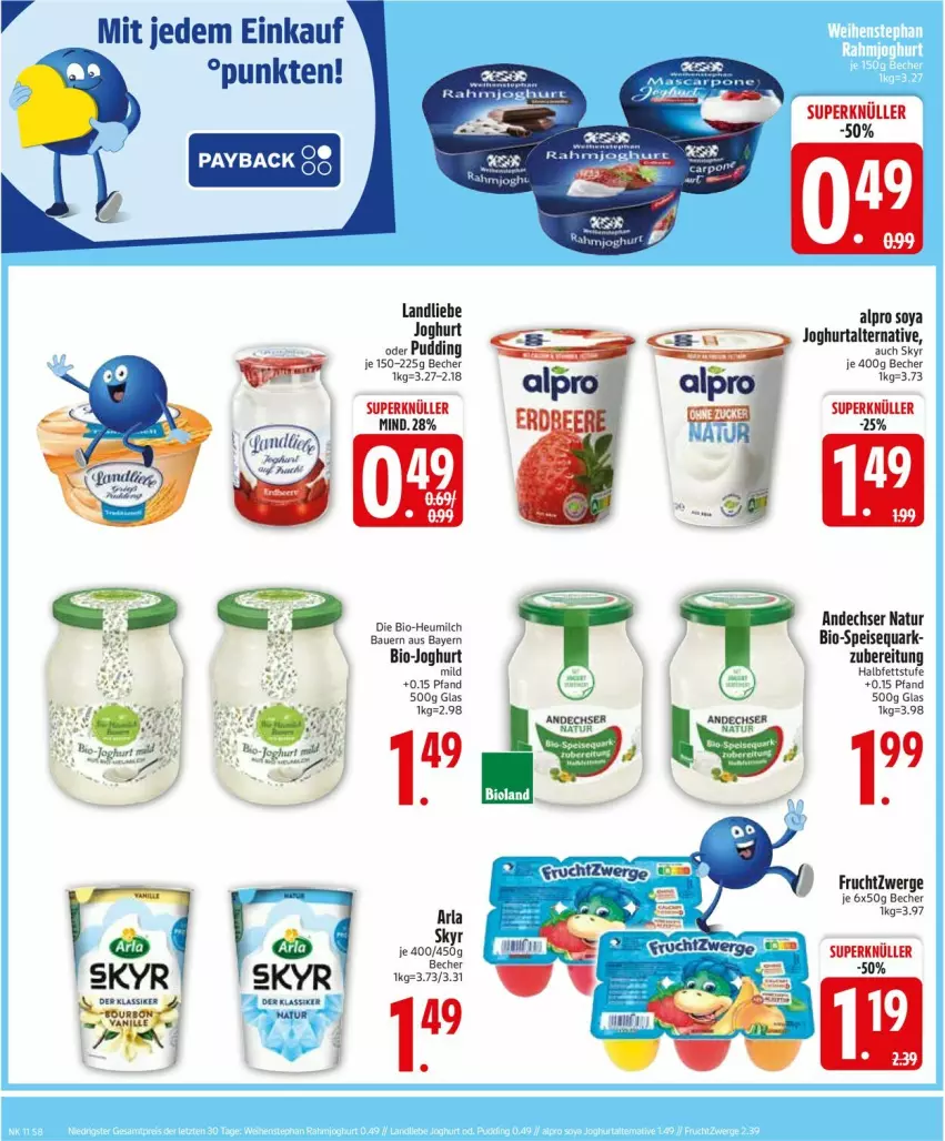 Aktueller Prospekt Edeka - Prospekte - von 10.03 bis 15.03.2025 - strona 10 - produkty: alpro, andechser natur, arla, auer, Bau, Bauer, Becher, bio, eis, frucht, fruchtzwerge, Heu, heumilch, joghur, joghurt, landliebe, landliebe joghurt, milch, natur, pudding, quark, Skyr, soya, speisequark