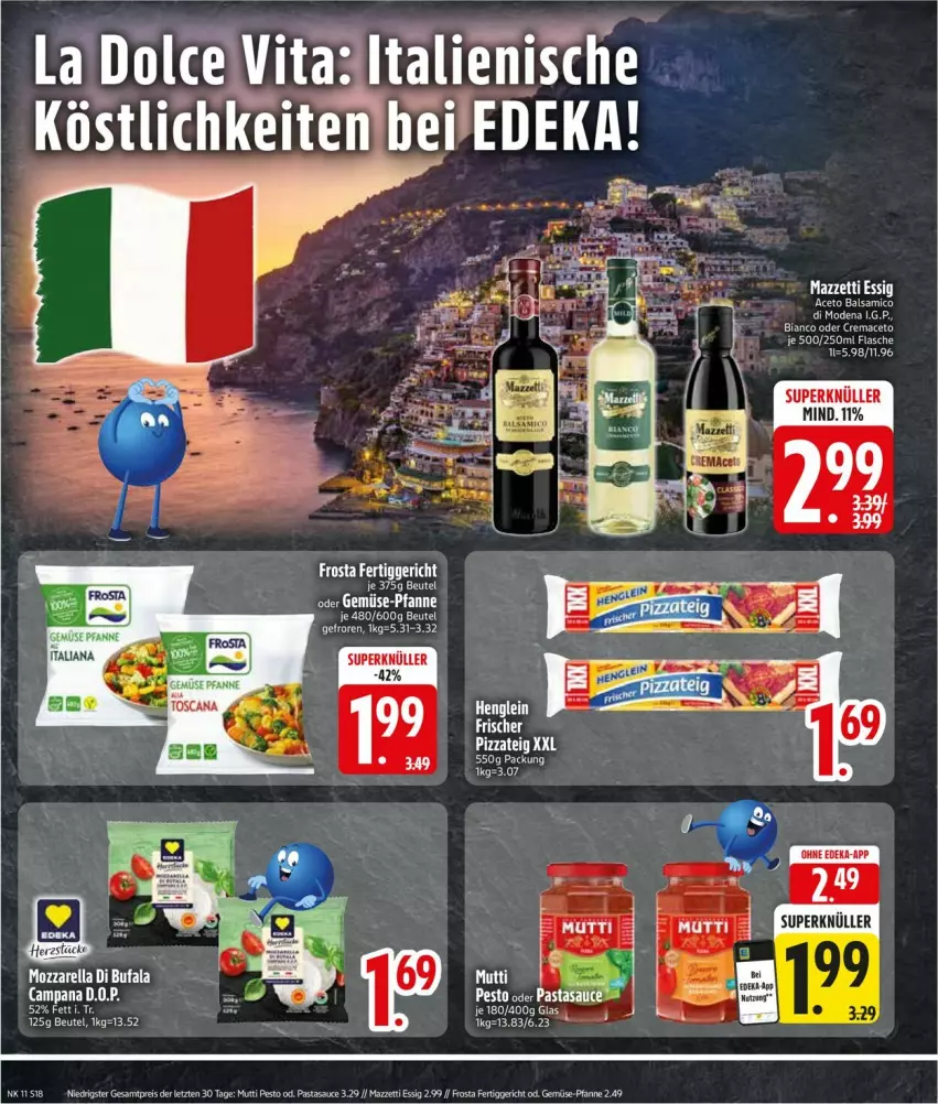 Aktueller Prospekt Edeka - Prospekte - von 10.03 bis 15.03.2025 - strona 20 - produkty: aceto, aceto balsamico, balsam, balsamico, beutel, di bufala, eis, essig, fertiggericht, flasche, frosta, gemüse-pfanne, mac, Mode, mozzarella, Mutti, pasta, pesto, pfanne, pizza, Pizzateig, reis, rel, sauce, Ti, vita, ZTE