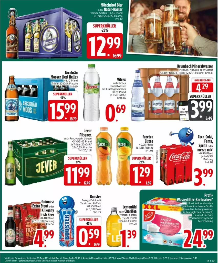 Aktueller Prospekt Edeka - Prospekte - von 10.03 bis 15.03.2025 - strona 23 - produkty: Alwa, coca-cola, cola, drink, eis, eistee, elle, energy drink, fanta, flasche, frucht, fuzetea, Guinness, jever, Kilkenny, krumbach, mac, Mezzo Mix, mineralwasser, Mineralwasser Medium, mit frucht, natur, natürliches mineralwasser, pils, pilsener, rel, rum, sprite, tee, vitrex, wasser