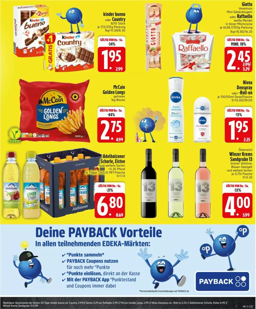 Aktueller Prospekt Edeka - Prospekte - von 10.03 bis 15.03.2025 - strona 29 - produkty: auer, beutel, blauer zweigelt, coupon, coupons, creme, deka, deo, deospray, elle, flasche, giotto, Golden Longs, grüner veltliner, haselnuss, Kinder, kinder bueno, Kugel, mandel, mccain, milch, nivea, nuss, payback, raffaello, rind, roll-on, Zweigelt