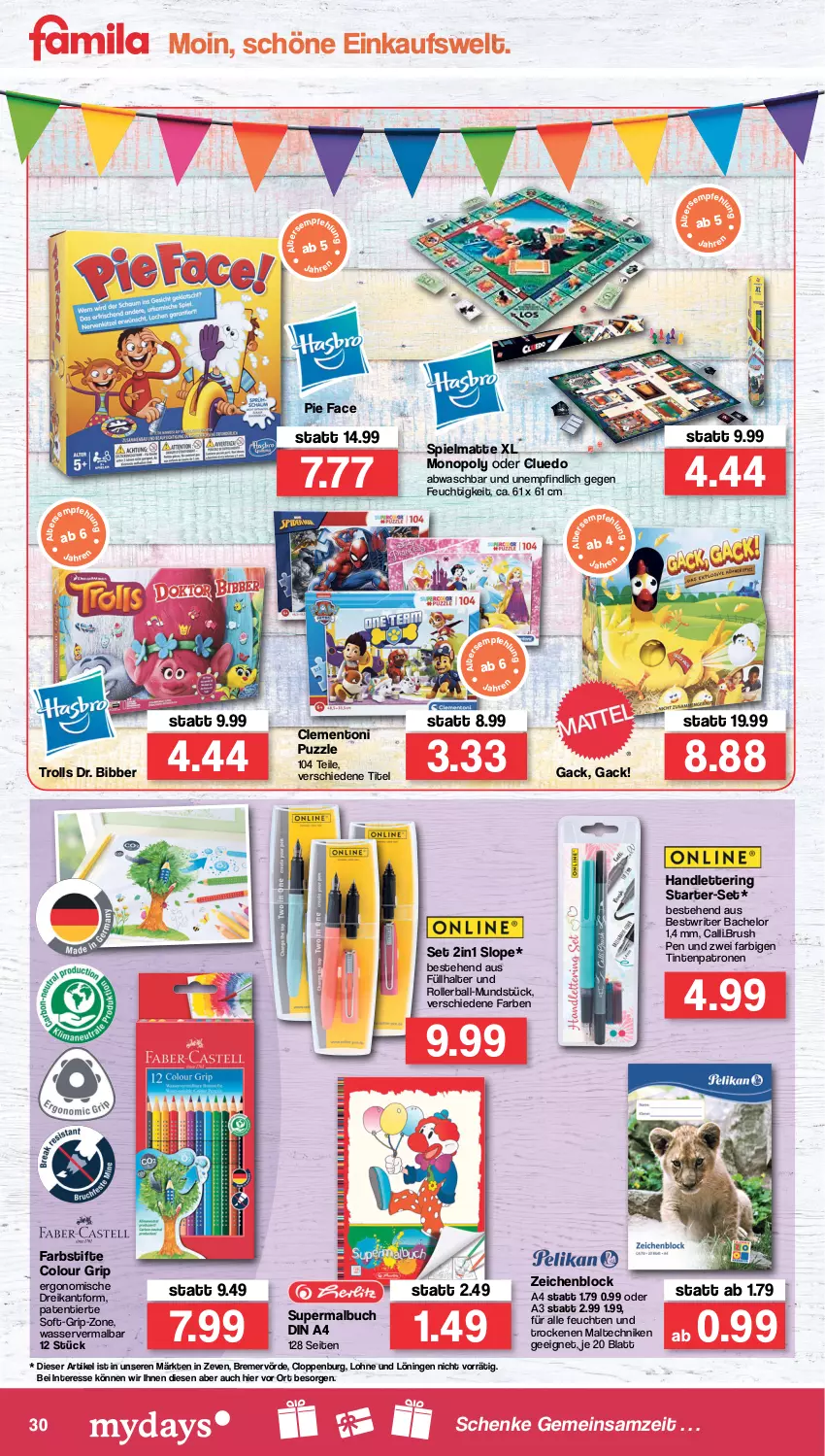 Aktueller Prospekt Famila - Prospekte - von 24.01 bis 29.01.2022 - strona 30 - produkty: ball, buch, din a4, farbstifte, Füllhalter, Malbuch, Nike, Puzzle, ring, Roller, stifte, Ti, Tintenpatrone, wasser, zeichenblock