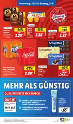 Gazetka promocyjna Lidl - Aktionsprospekt - Gazetka - ważna od 24.06 do 24.06.2023 - strona 45 - produkty: aktionspreis, angebot, coca-cola, cola, creme, danone, Dentalux, eis, elle, fanta, frucht, langnese, magnum, Mezzo Mix, preisvorteil, Rauch, reis, rum, sac, schogetten, sprite, teller, Ti, zahncreme, ZTE