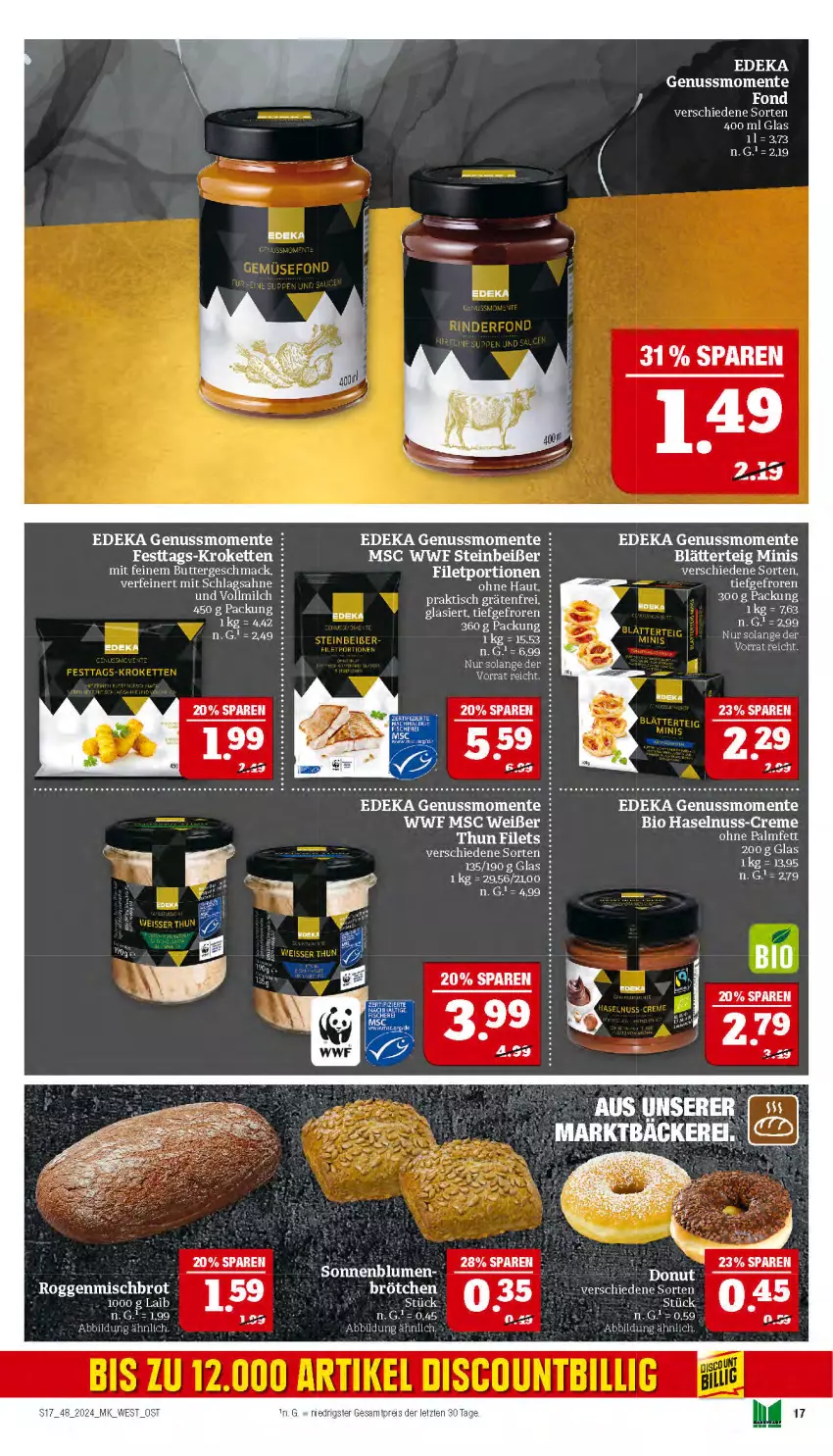 Aktueller Prospekt Marktkauf - Prospekt - von 24.11 bis 30.11.2024 - strona 17 - produkty: bio, blätterteig, butter, creme, deka, eier, eis, ente, filet, haselnuss, Kette, Kroketten, mac, nuss, reis, sahne, schlagsahne, tee, Ti, ZTE