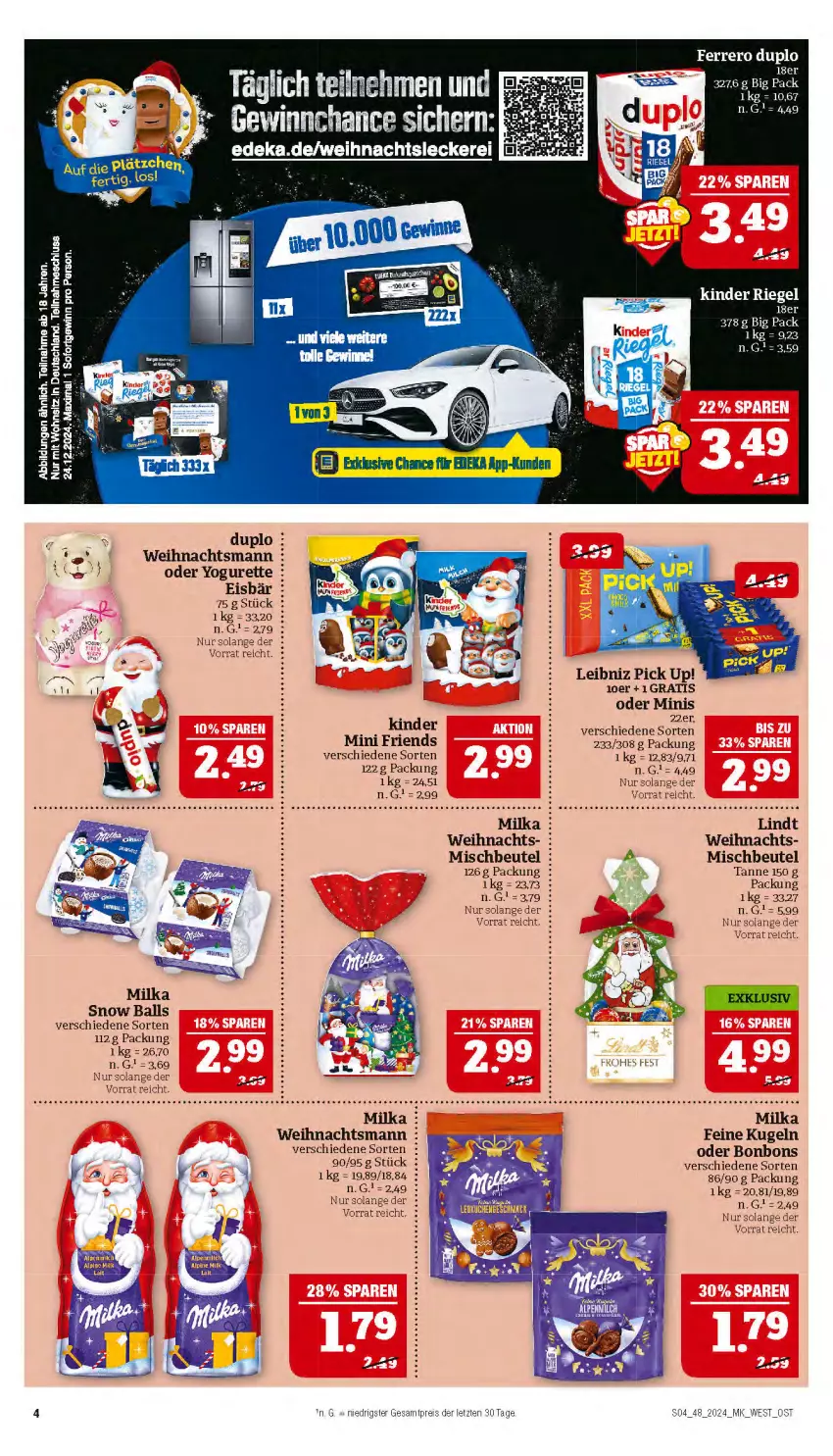 Aktueller Prospekt Marktkauf - Prospekt - von 24.11 bis 30.11.2024 - strona 4 - produkty: ball, beutel, bonbons, duplo, eis, elle, ferrero, Kinder, Kugel, leibniz, lindt, milka, oder yogurette, Pick Up!, reis, tee, Ti, Yo, yogurette, ZTE