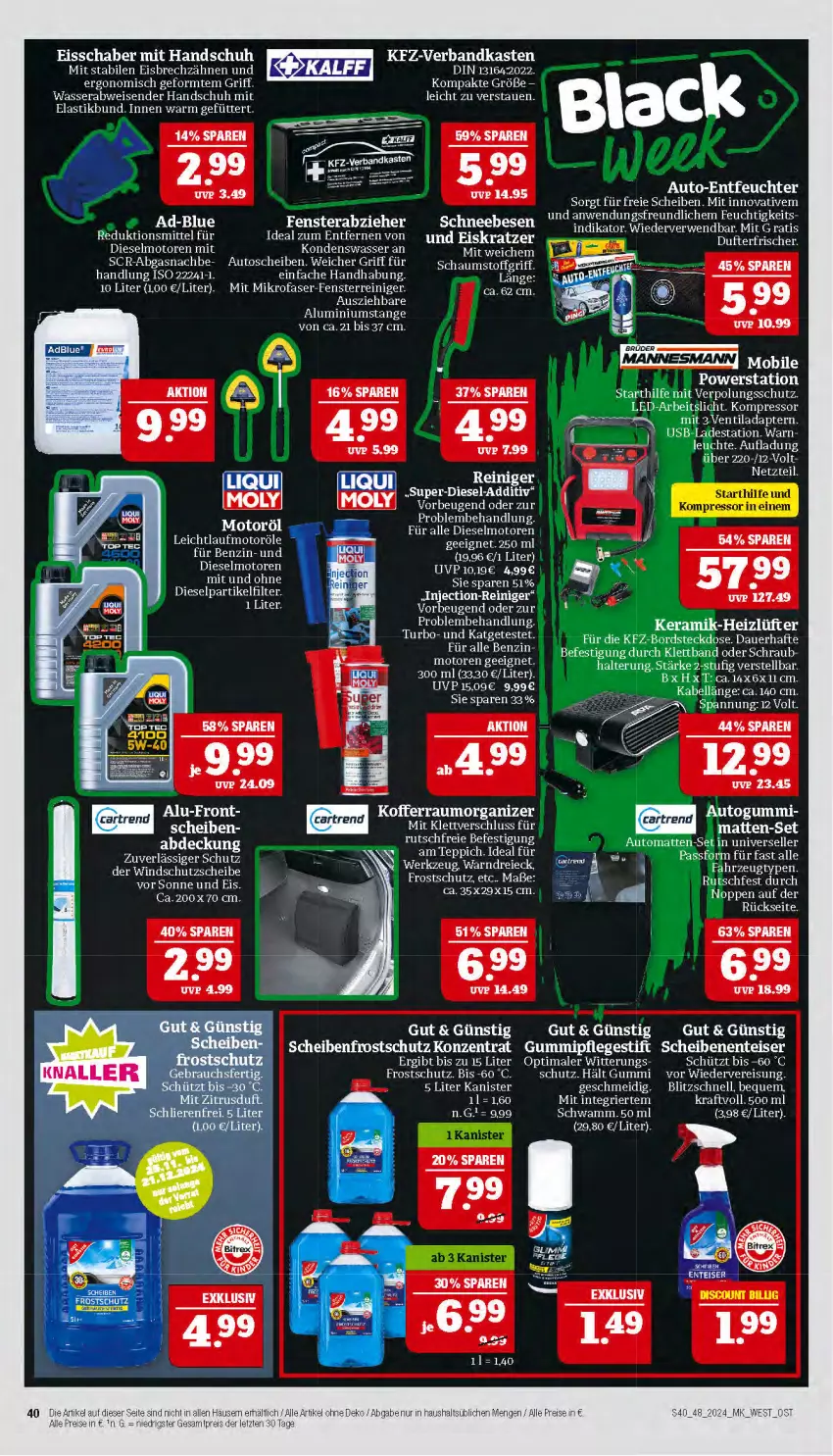 Aktueller Prospekt Marktkauf - Prospekt - von 24.11 bis 30.11.2024 - strona 40 - produkty: adapter, asti, auer, auto, Bau, Diesel, eis, Eiskratzer, elle, ente, fenster, kfz-verbandkasten, koffer, kompressor, kraft, Leuchte, mikrofaser, ndk, reiniger, rwe, Scheibenfrostschutz, Schneebesen, schwamm, steckdose, teppich, Ti, usb, Verbandkasten, wasser, Windschutz, ZTE