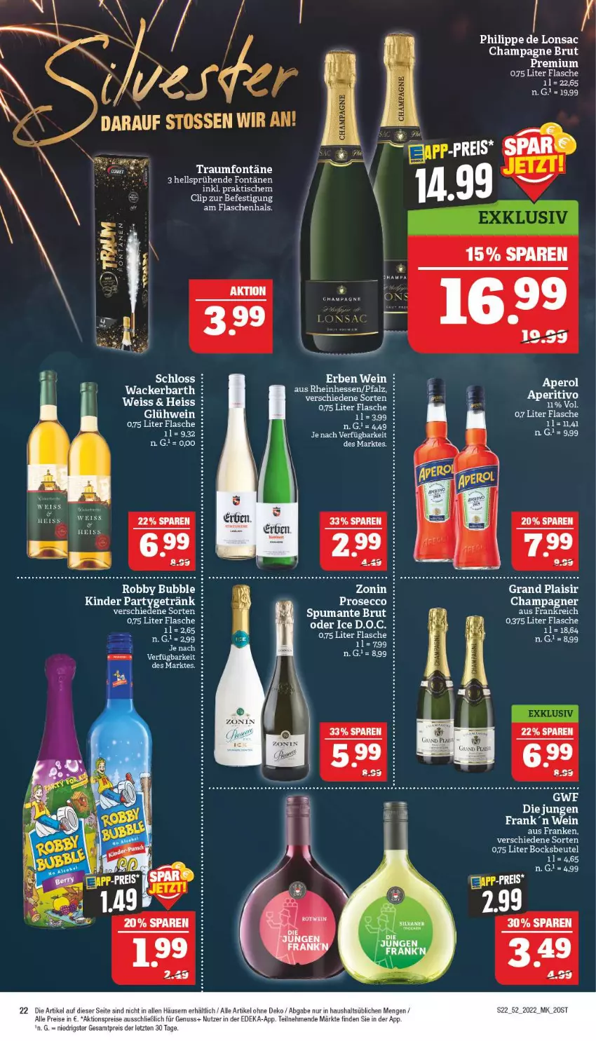 Aktueller Prospekt Marktkauf - Prospekt - von 25.12 bis 31.12.2022 - strona 22 - produkty: aktionspreis, beutel, brut, champagne, champagner, deka, ecco, eis, flasche, nuss, prosecco, reis, robby, sac, Ti, tisch, uhr, wein, zonin, ZTE